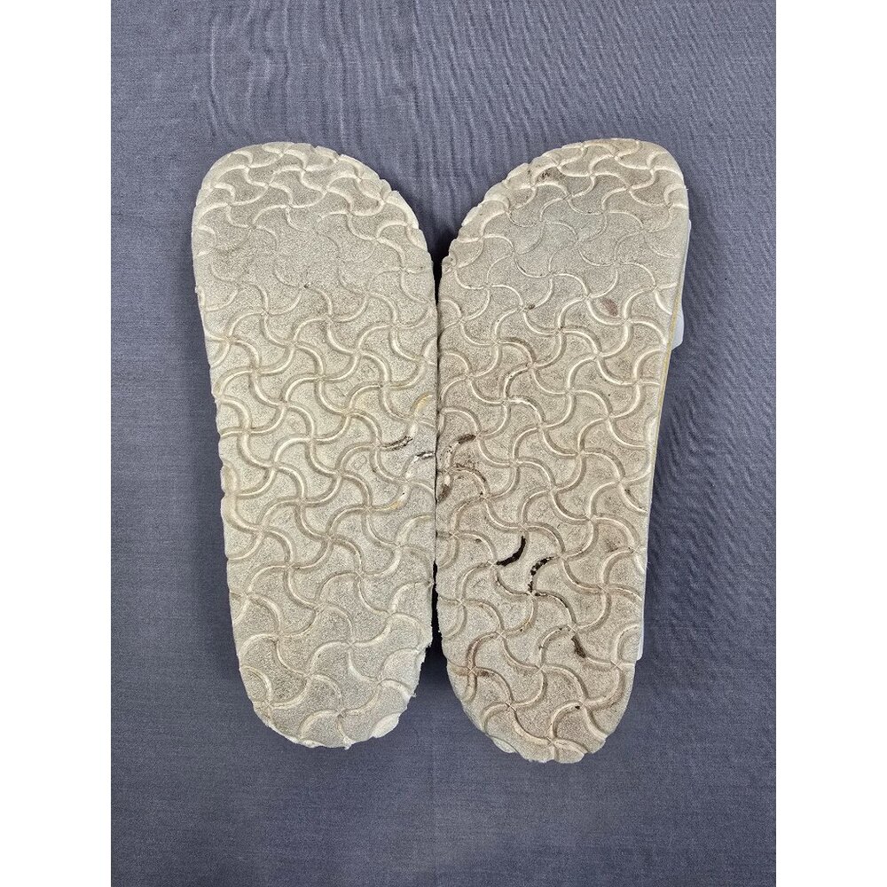 Birkenstock Size 39 Womens Arizona White Leather Sandals Big Buckle - Picture 8 of 8